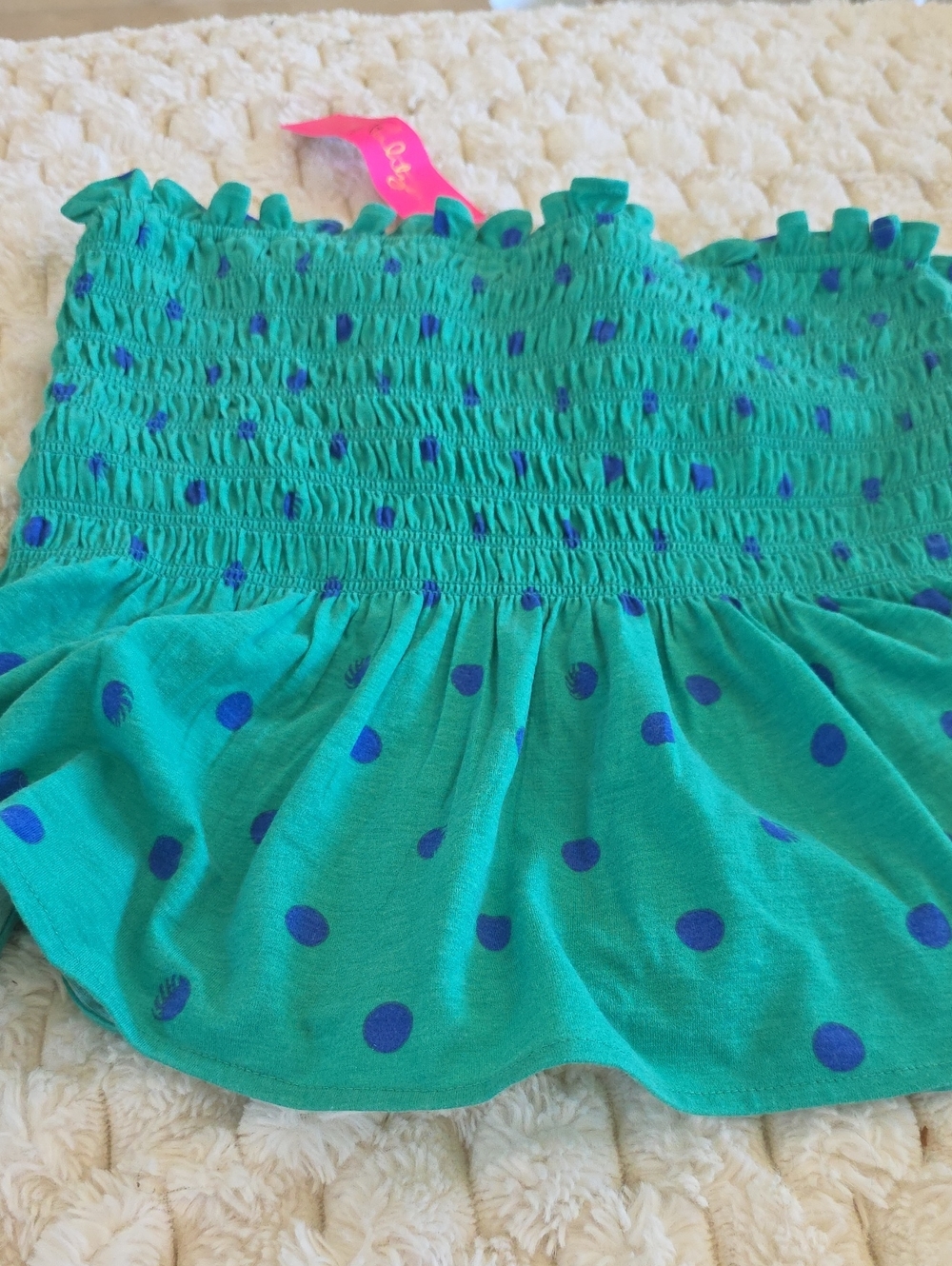 NWT Lilly Pulitzer Green Strapless Smocked Polka Dot Camisole